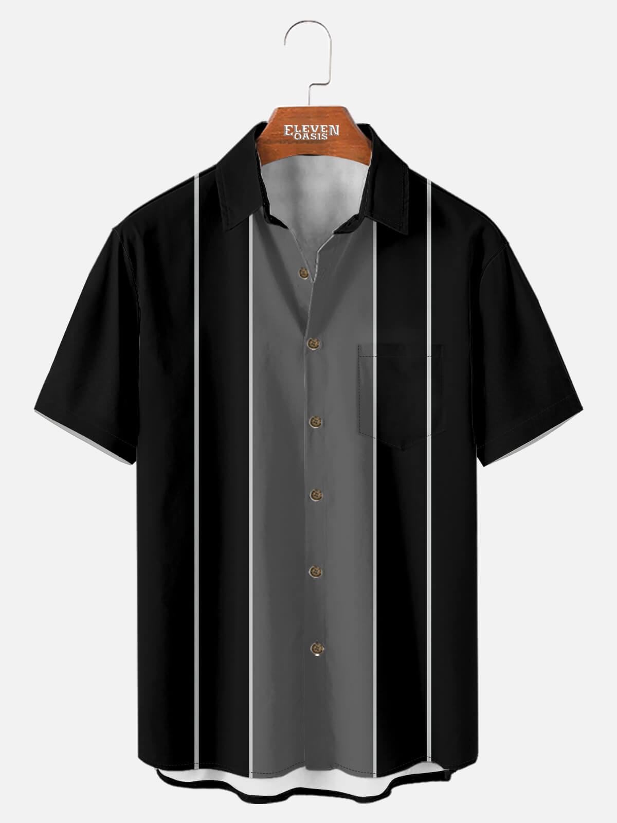 Men's Classic Striped Bowling Style Short Sleeve Shirt ElevenOasis