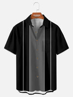 Men's Classic Striped Bowling Style Short Sleeve Shirt ElevenOasis
