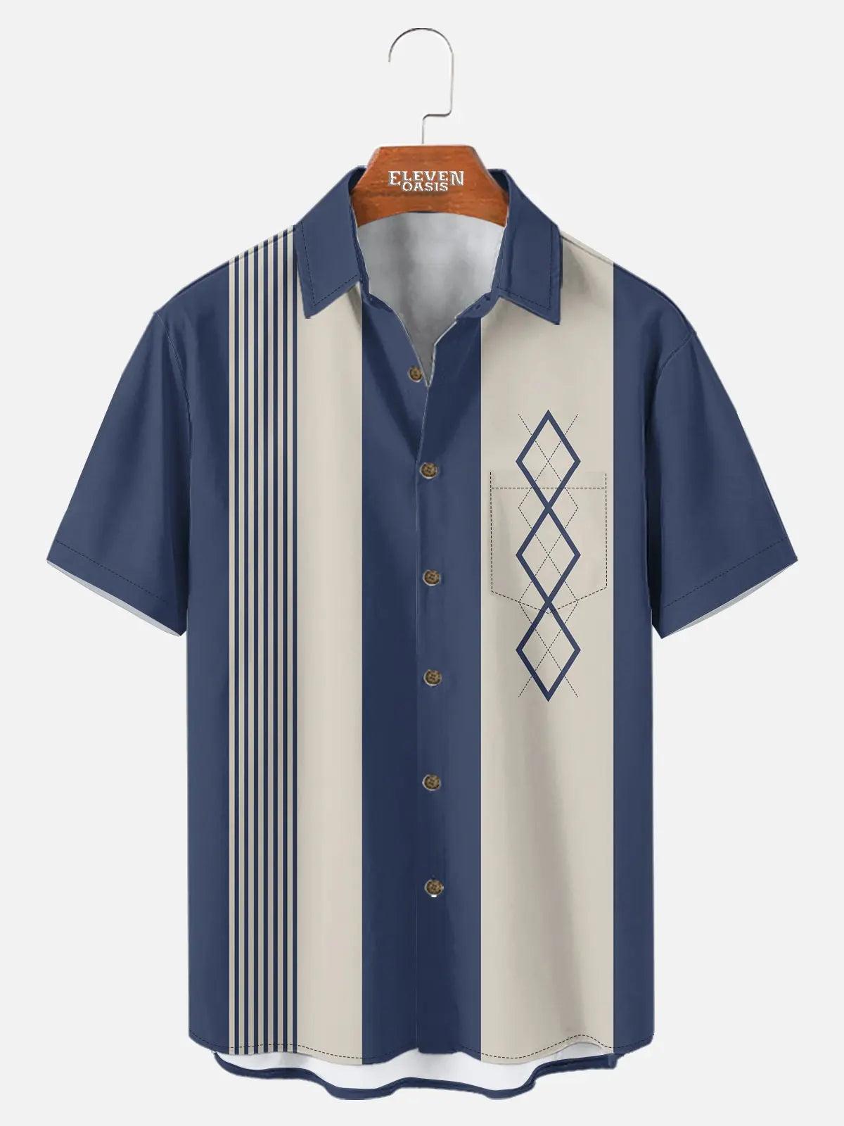 Men's Mid-Century Geometric Short Sleeve Shirt ElevenOasis