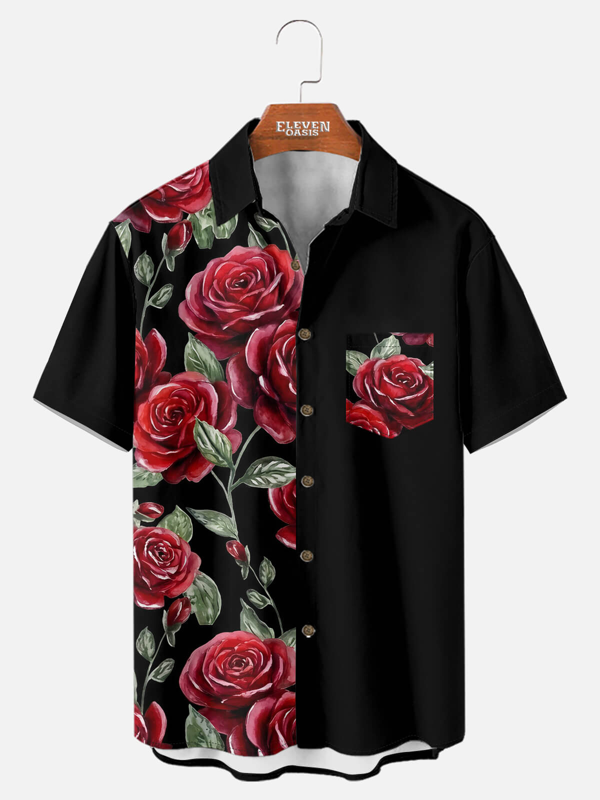 Men's Rose Panel Short Sleeve Shirt Eleven Oasis