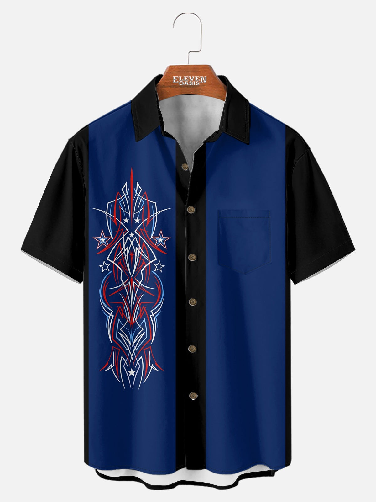 Tall Men's Patriot Pinstripe Short Sleeve Shirt Eleven Oasis