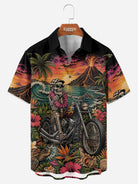 Tall Men's Tropical Skull Biker Short Sleeve Shirt Eleven Oasis