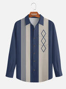 Men's Mid-Century Geometric Long Sleeve Shirt ElevenOasis
