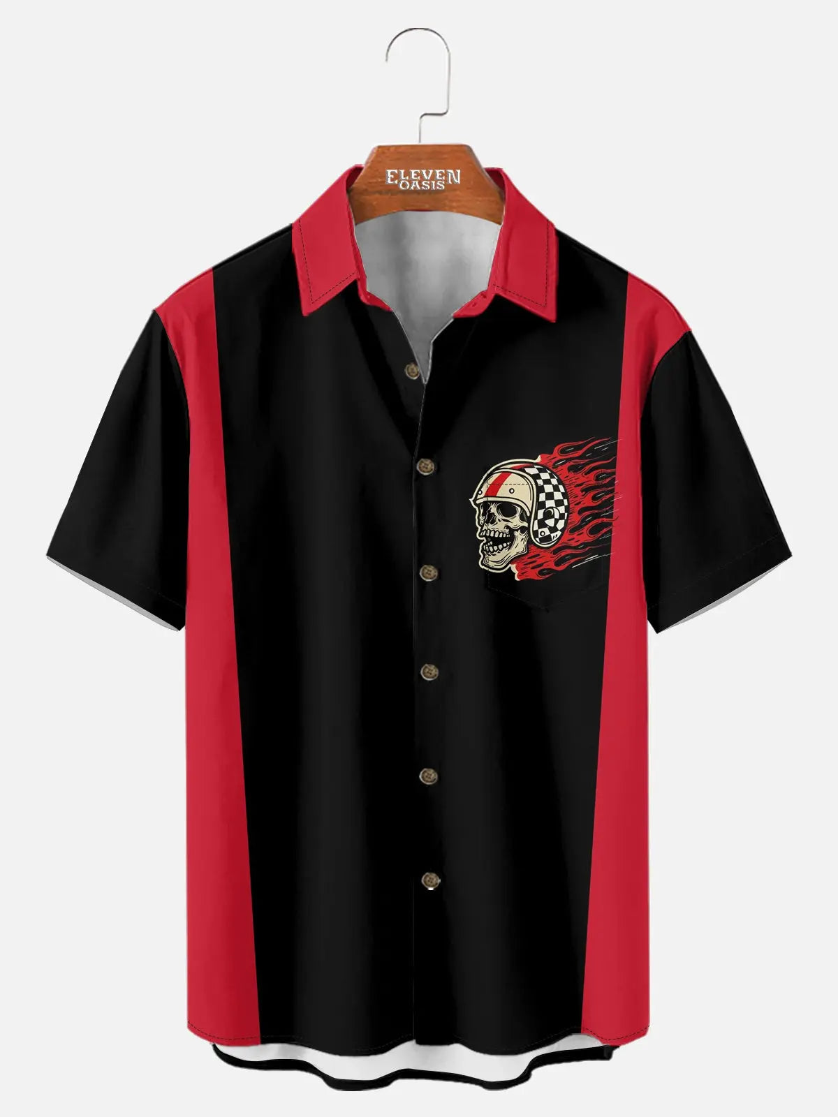 Men's Hot Rod Skull Racer Short Sleeve Shirt Eleven Oasis
