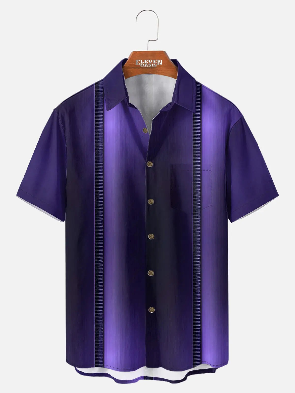 Tall Men's Everyday Purple Gradient Stripes Short Sleeve Shirt ElevenOasis