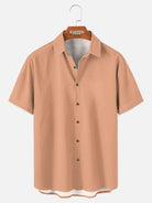 Tall Men's Casual Linen-Feel Printed Solid Color Button Short Sleeve Shirt ElevenOasis