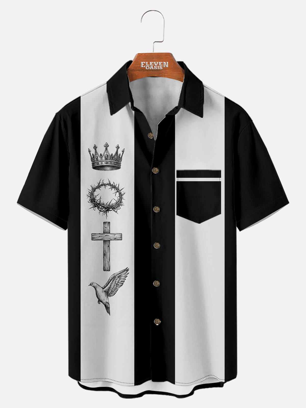 Tall Men's Sacred Symbols Faith Short Sleeve Shirt Eleven Oasis