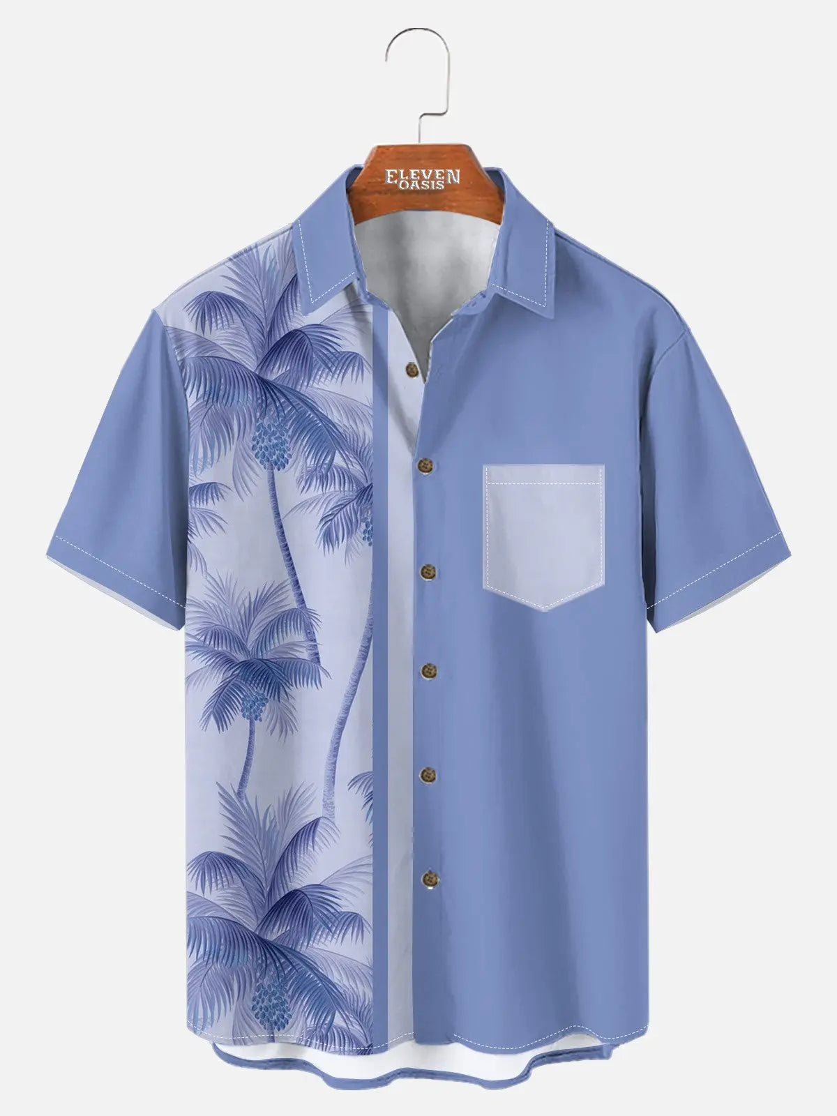 Men's Coconut Tree Casual Breathable Hawaiian Short Sleeve Shirt ElevenOasis