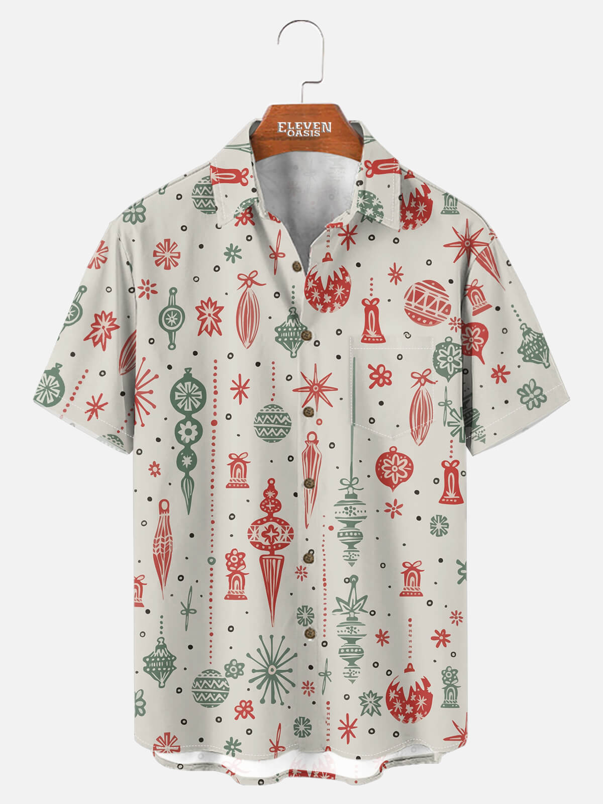 Tall Men's Retro Ornament Print Short Sleeve Shirt Eleven Oasis