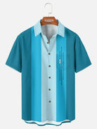 Men's Color-block Striped Casual Breathable Bowling Short Sleeve Shirt ElevenOasis