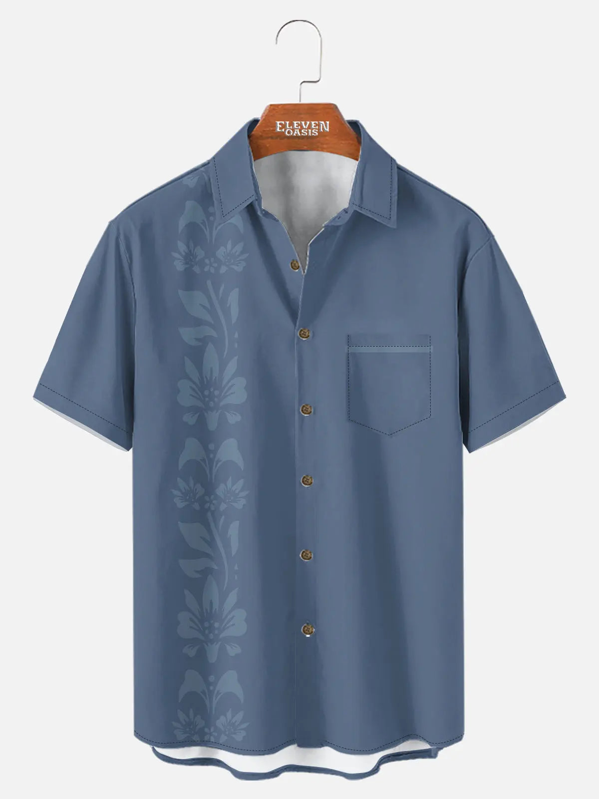 Men's Unilateral Striped Flower Vacation Casual Short Sleeve Shirt ElevenOasis