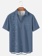 Men's Unilateral Striped Flower Vacation Casual Short Sleeve Shirt ElevenOasis