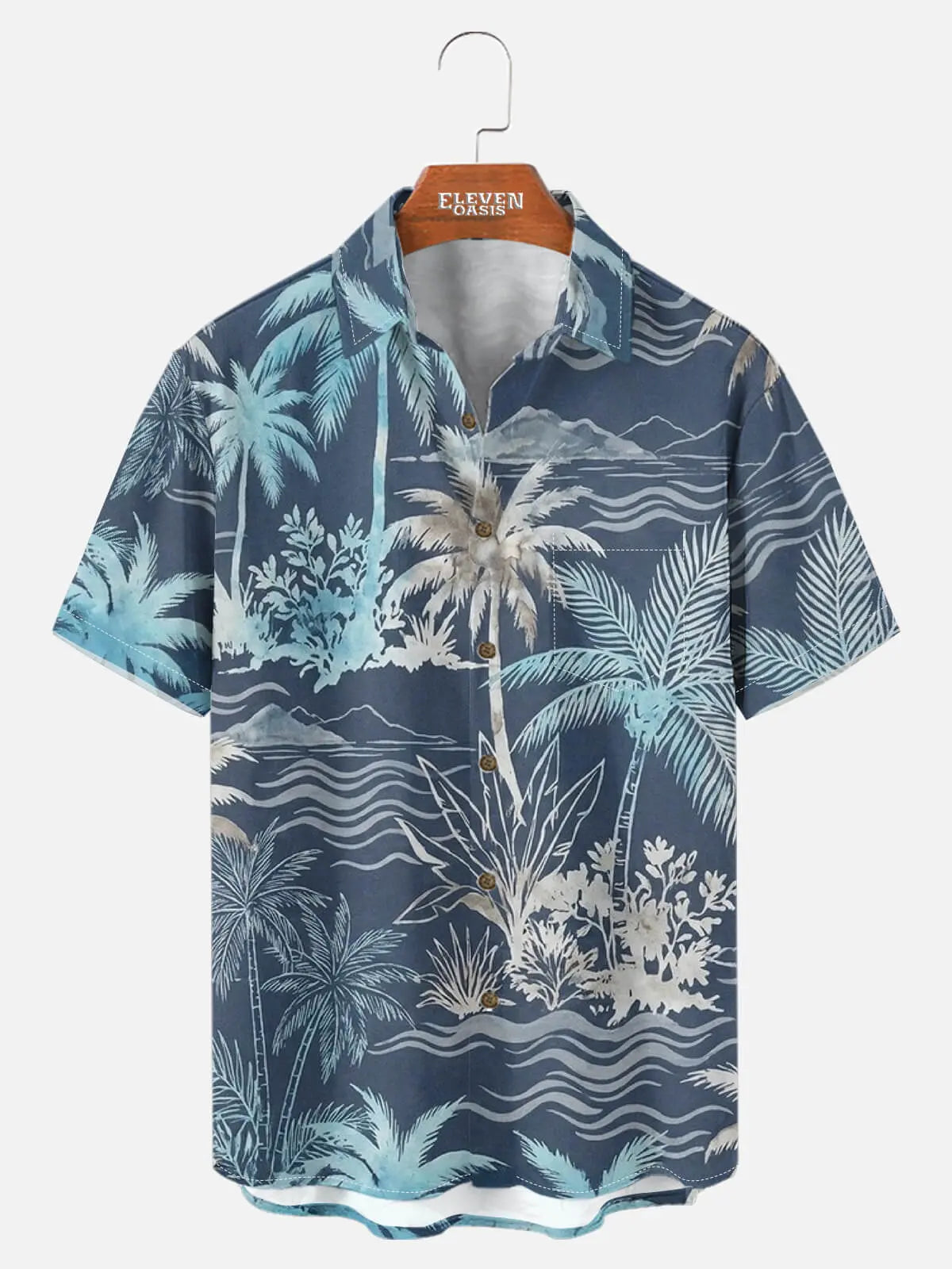 Tall Men's Tropical Island Short Sleeve Shirt Eleven Oasis