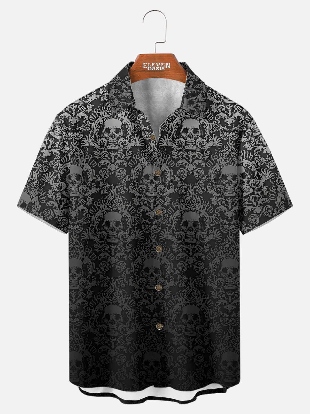 Tall Men's Gothic Skull Pattern Short Sleeve Shirt Eleven Oasis