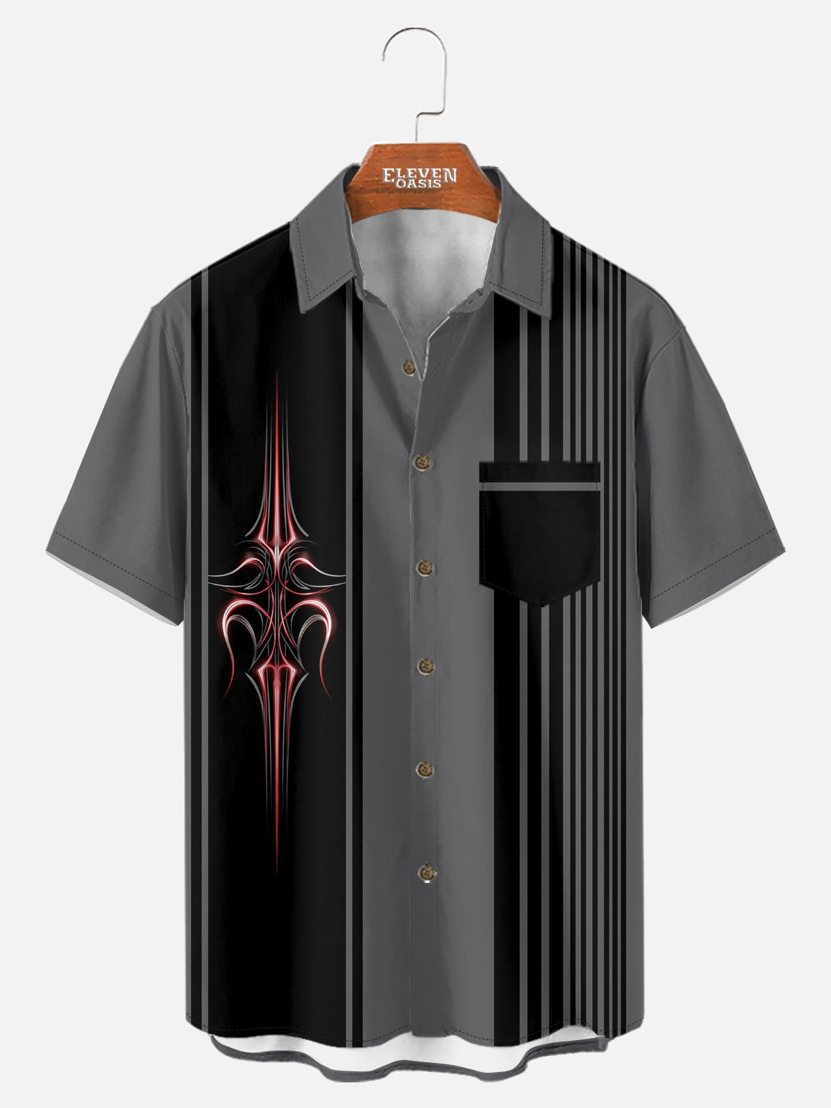 Men's Midnight Pinstripe Hot Rod Short Sleeve Shirt Eleven Oasis