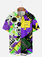 Men's Trapper Keeper Inspired Colorful  Geometric Shapes Short Sleeve Shirt ElevenOasis
