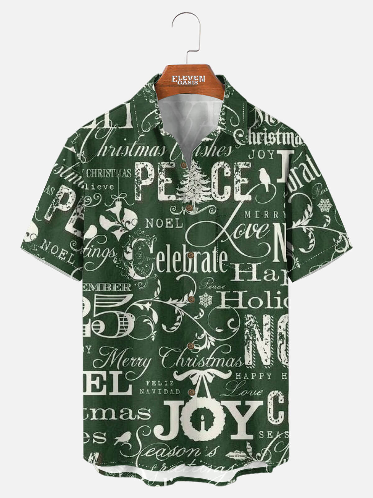 Men's Christmas Typography Joy Short Sleeve Shirt Eleven Oasis