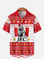Tall Men's JFC Fried Chicken Ugly Christmas Short Sleeve Shirt Eleven Oasis
