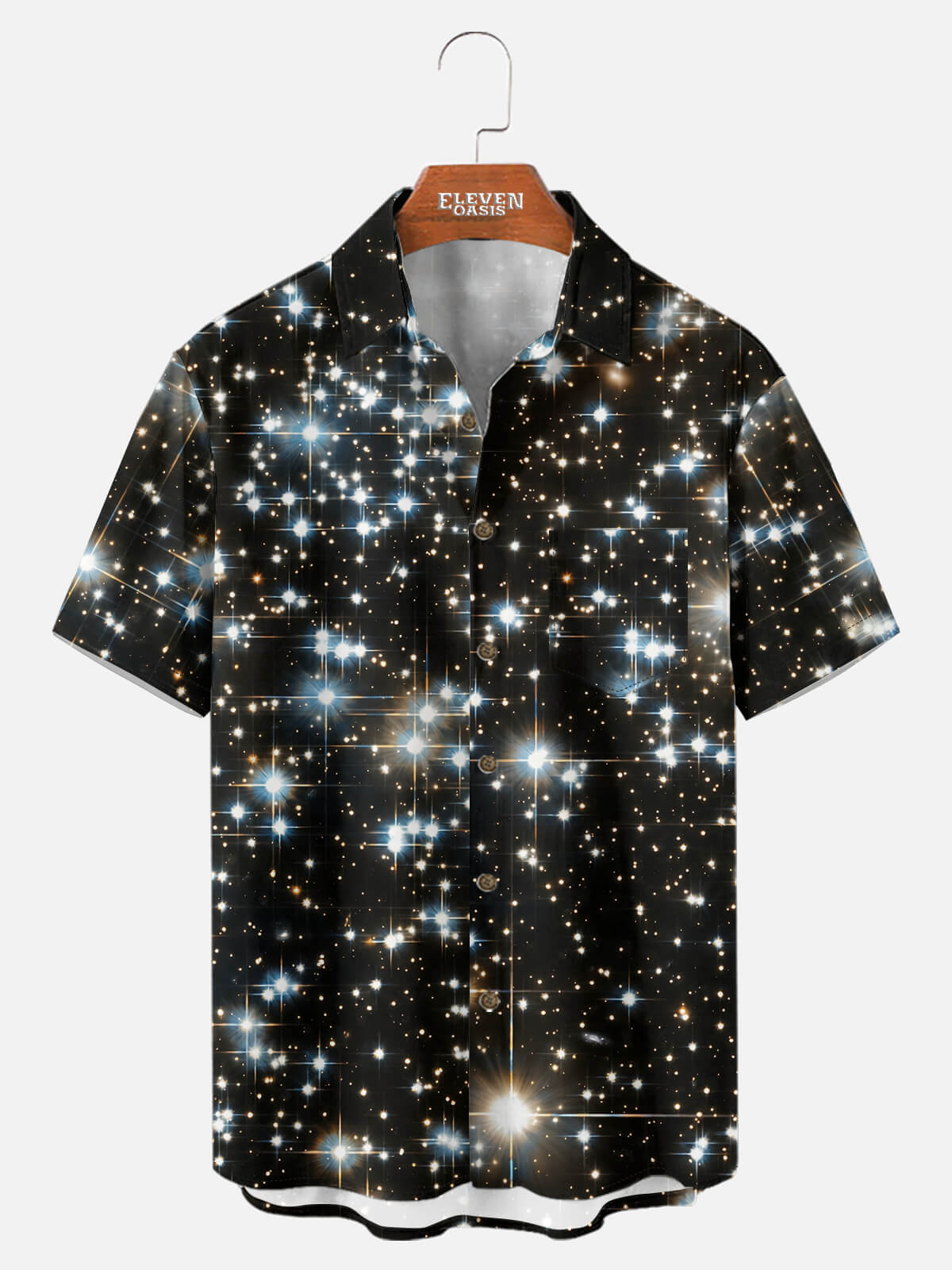 Tall Men's Starfield Night Sky Short Sleeve Shirt Eleven Oasis