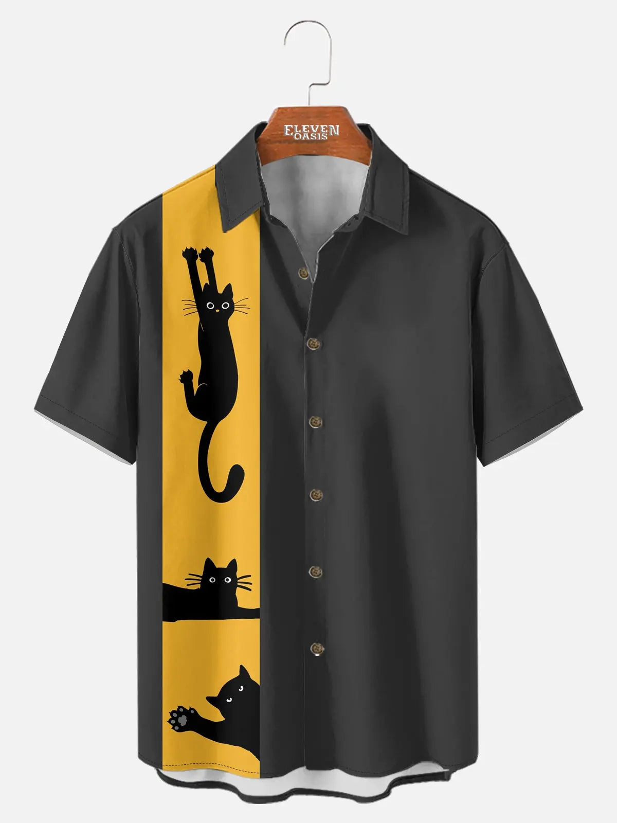 Tall Men's Cats Bowling Short Sleeve Shirt Eleven Oasis
