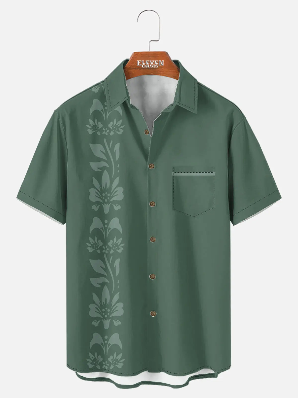 Men's Unilateral Striped Flower Vacation Casual Short Sleeve Shirt ElevenOasis