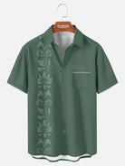 Men's Unilateral Striped Flower Vacation Casual Short Sleeve Shirt ElevenOasis