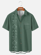 Men's Unilateral Striped Flower Vacation Casual Short Sleeve Shirt