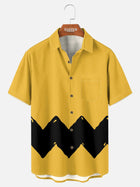 Tall Men's Vintage Cartoon Zigzag Short Sleeve Shirt