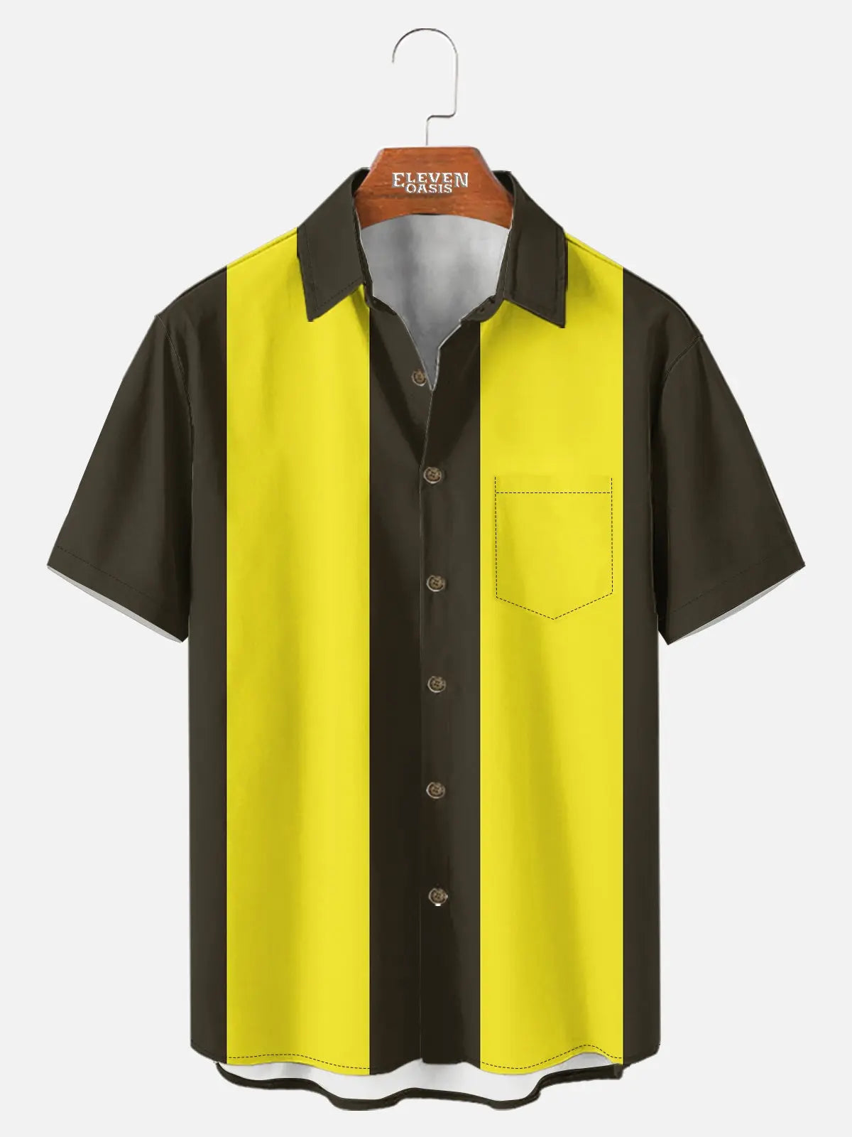 Men's Basic 50s Style Bowling Short Sleeve Shirt ElevenOasis