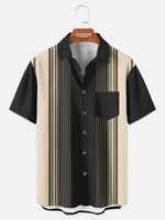 Men¡¯s Uptown Stripe Bowling Short Sleeve Shirt Eleven Oasis