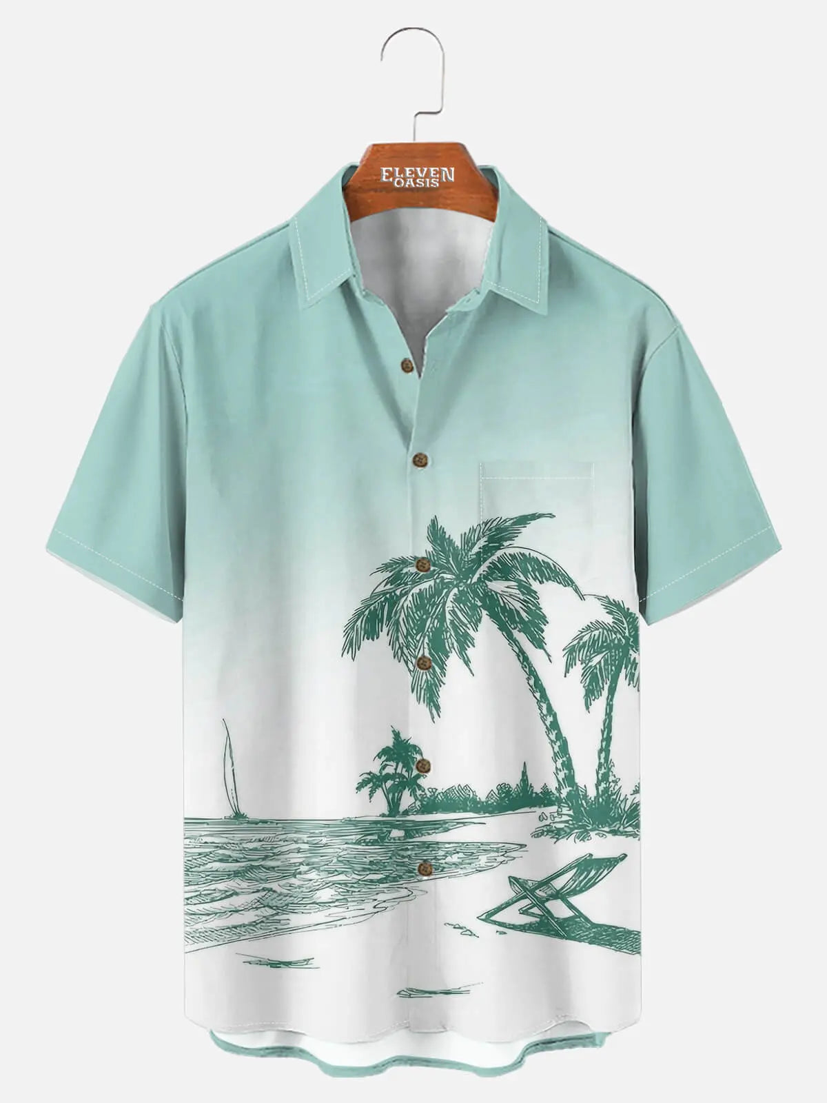 Men's Black & Whire Shore Sketch Short Sleeve Shirt Eleven Oasis