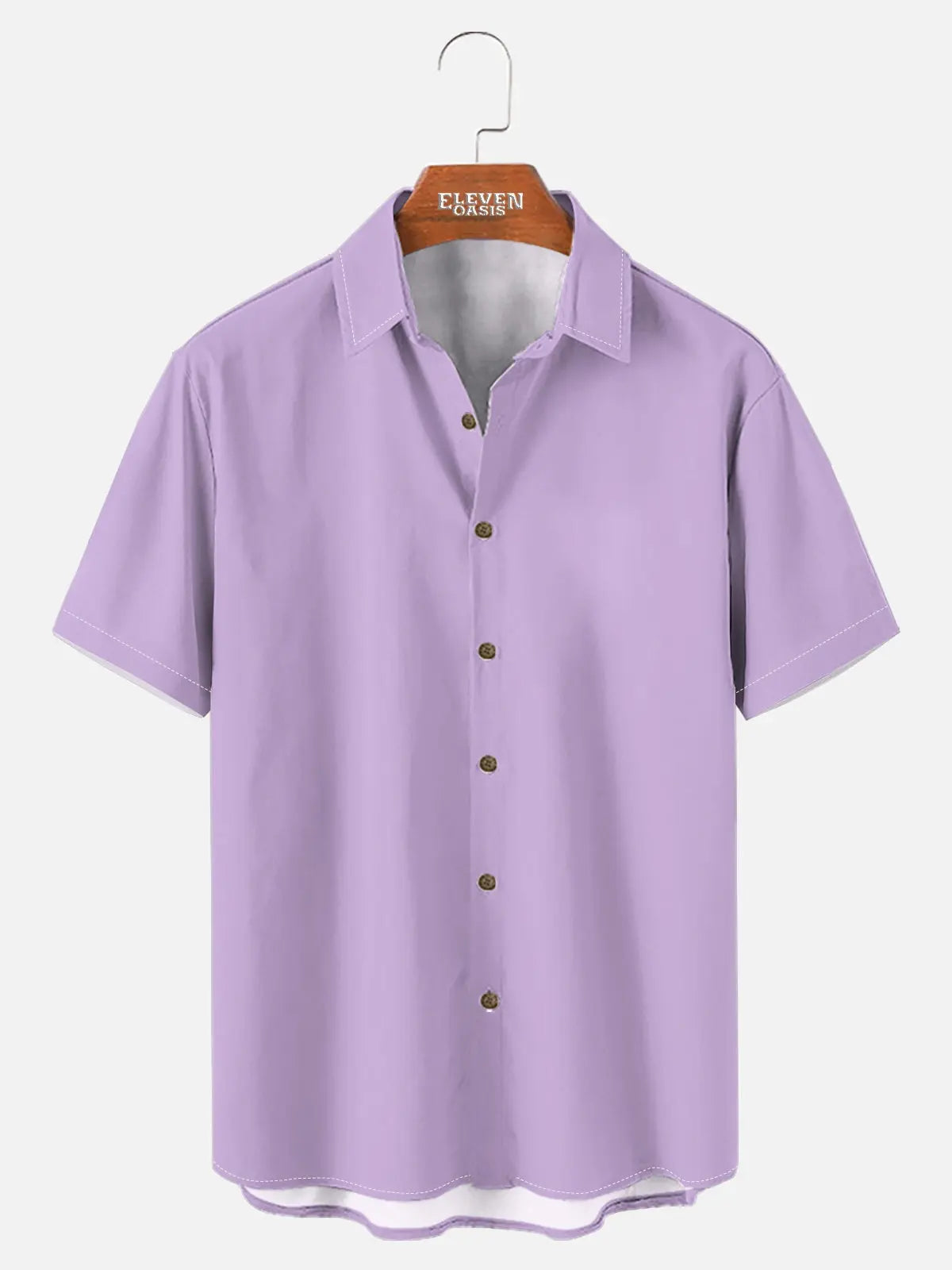 Tall Men's Casual Linen-Feel Printed Solid Color Button Short Sleeve Shirt ElevenOasis