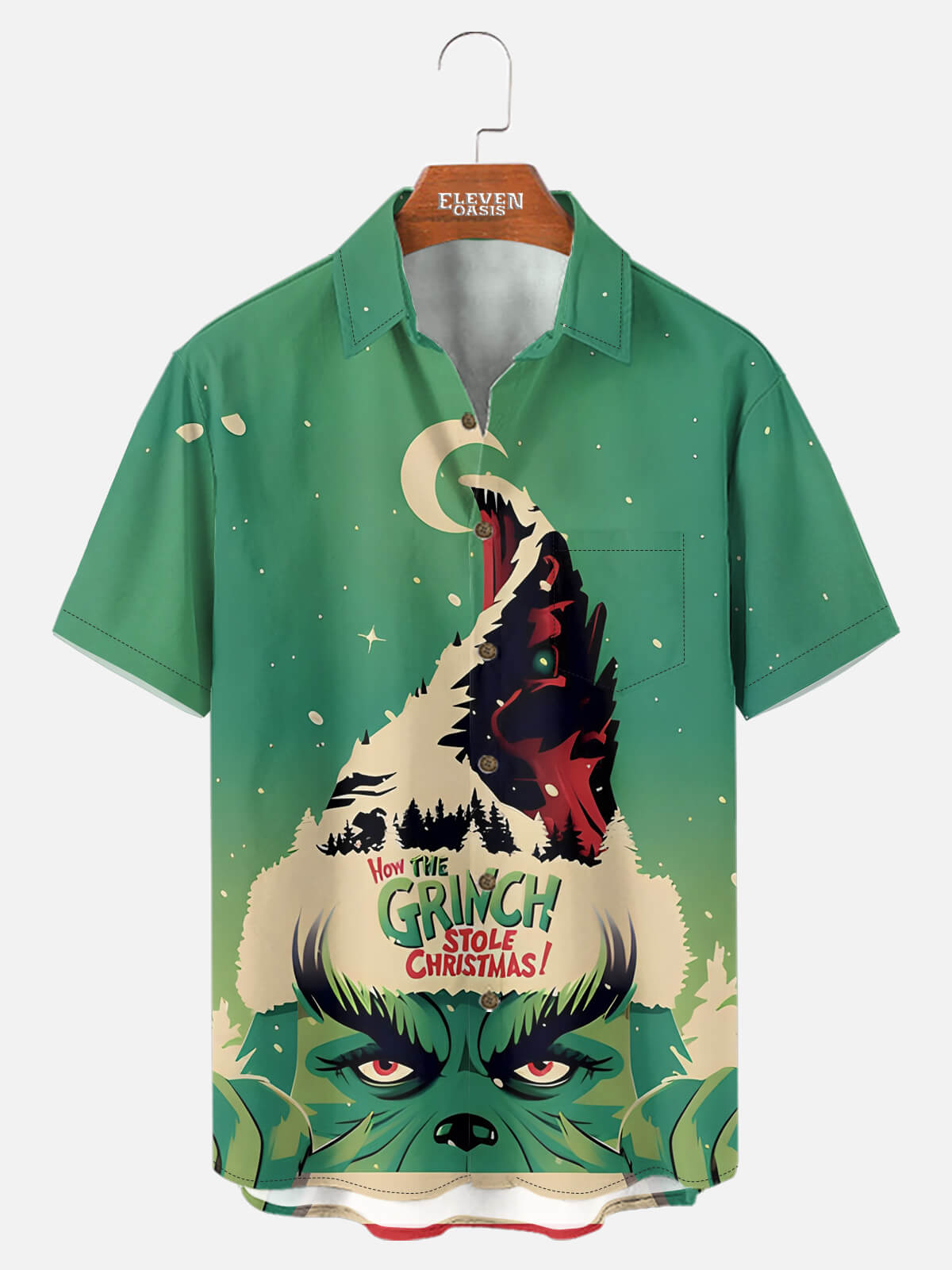 Men's How the Grinch Stole Christmas Short Sleeve Shirt Eleven Oasis