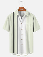 Men's Classic Striped Bowling Style Short Sleeve Shirt ElevenOasis
