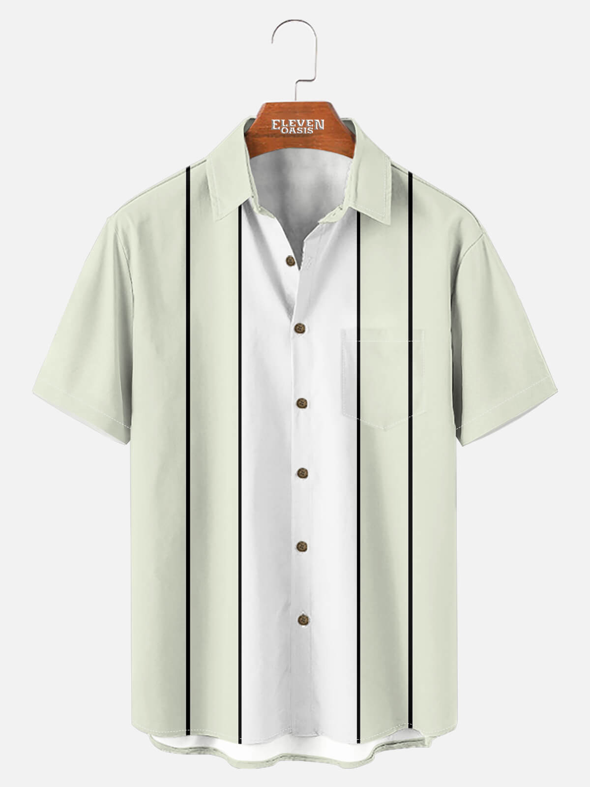 Men's Classic Striped Bowling Style Short Sleeve Shirt ElevenOasis