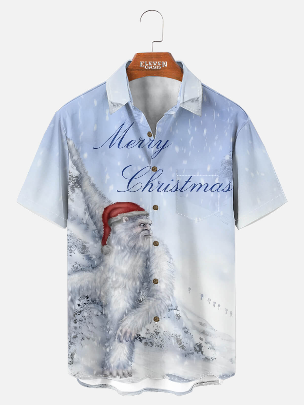 Men's Yeti Merry Christmas Short Sleeve Shirt Eleven Oasis