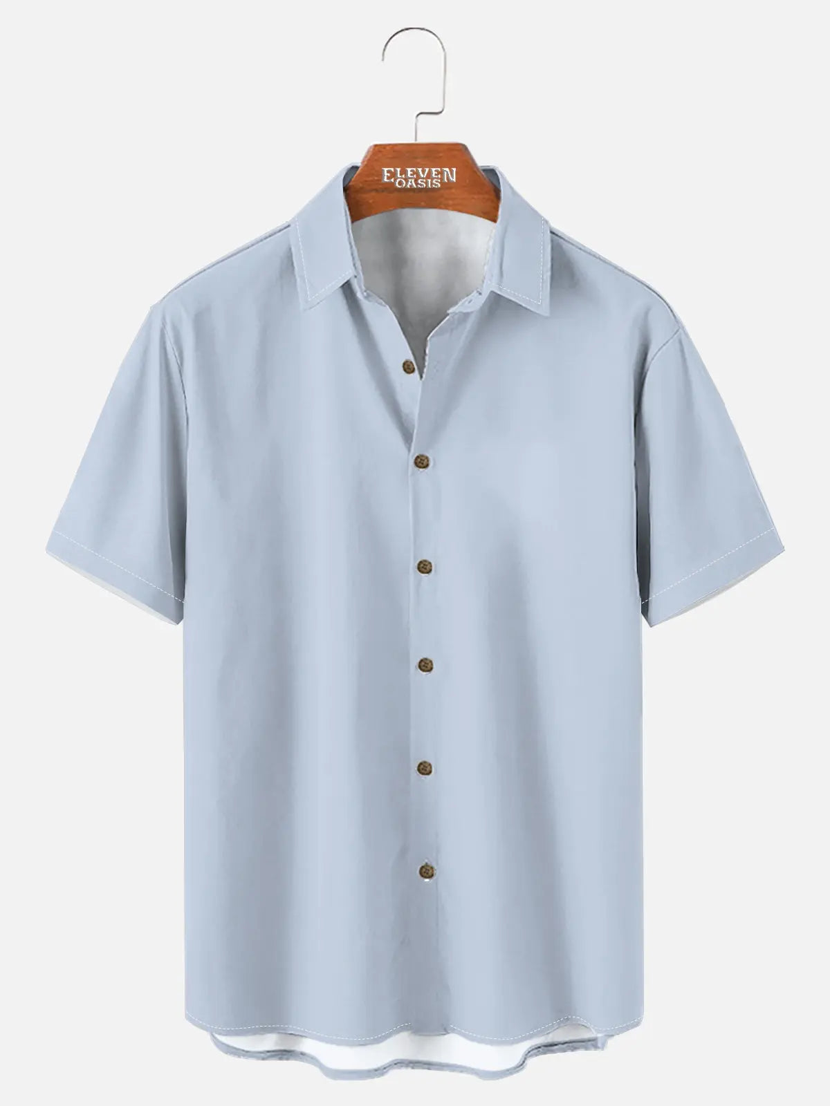 Tall Men's Casual Linen-Feel Printed Solid Color Button Short Sleeve Shirt ElevenOasis