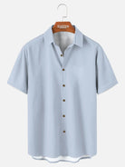 Tall Men's Casual Linen-Feel Printed Solid Color Button Short Sleeve Shirt ElevenOasis