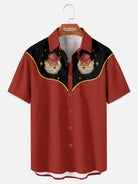 Men's Western Cowboy Santa Short Sleeve Shirt ElevenOasis