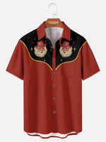Men's Western Cowboy Santa Short Sleeve Shirt Eleven Oasis