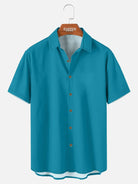 Tall Men's Casual Linen-Feel Printed Solid Color Button Short Sleeve Shirt ElevenOasis