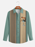 Men's Striped Everyday with Toucan in a Cocktail Glass Long Sleeve Shirt Eleven Oasis