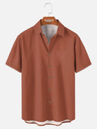 Tall Men's Casual Linen-Feel Printed Solid Color Button Short Sleeve Shirt ElevenOasis
