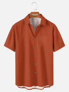 Tall Men's Casual Linen-Feel Printed Solid Color Button Short Sleeve Shirt ElevenOasis