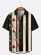 Tall Men's Christmas Ornaments Stripe Short Sleeve Shirt ElevenOasis