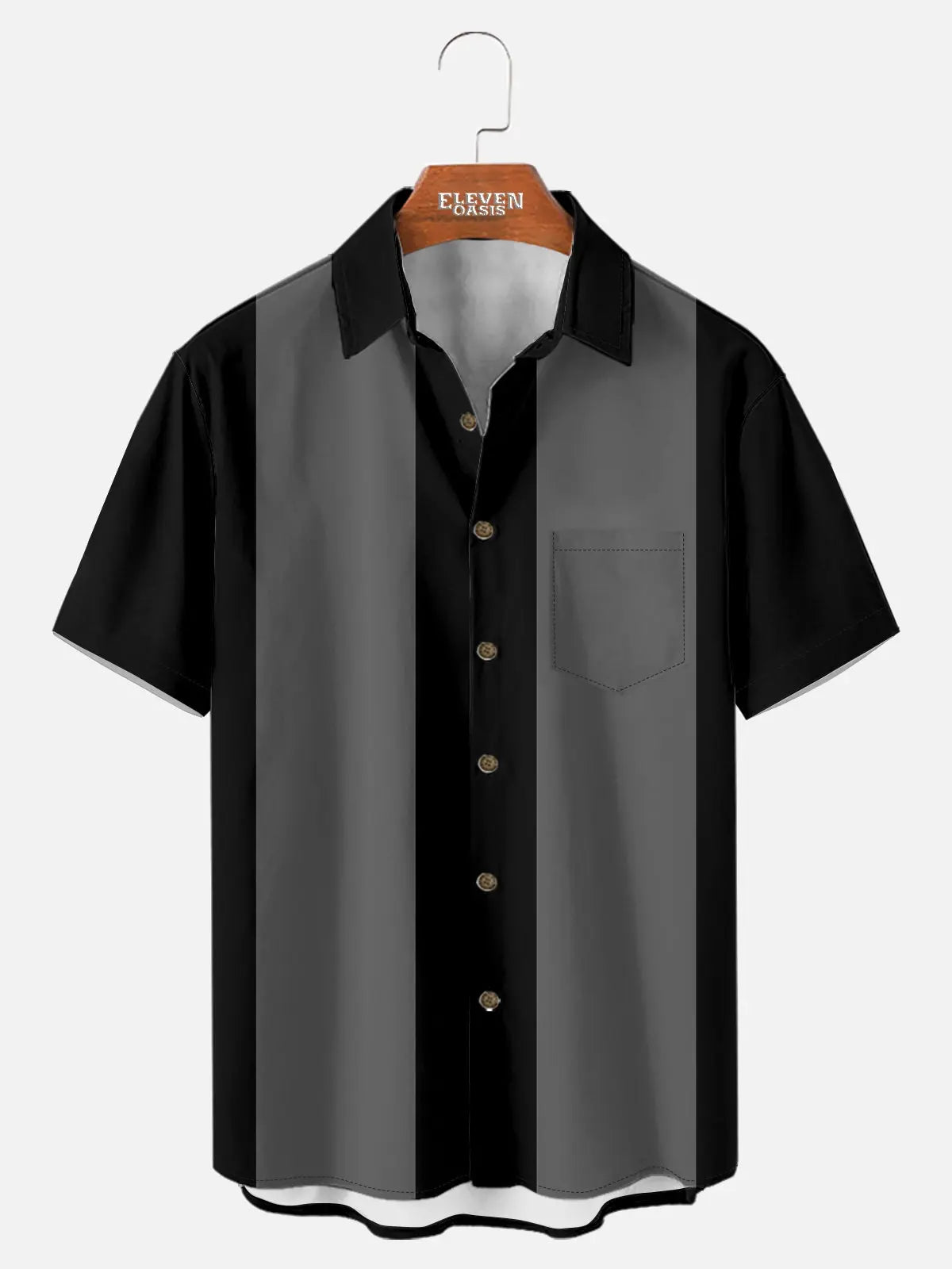 Men's Basic 50s Style Bowling Short Sleeve Shirt ElevenOasis