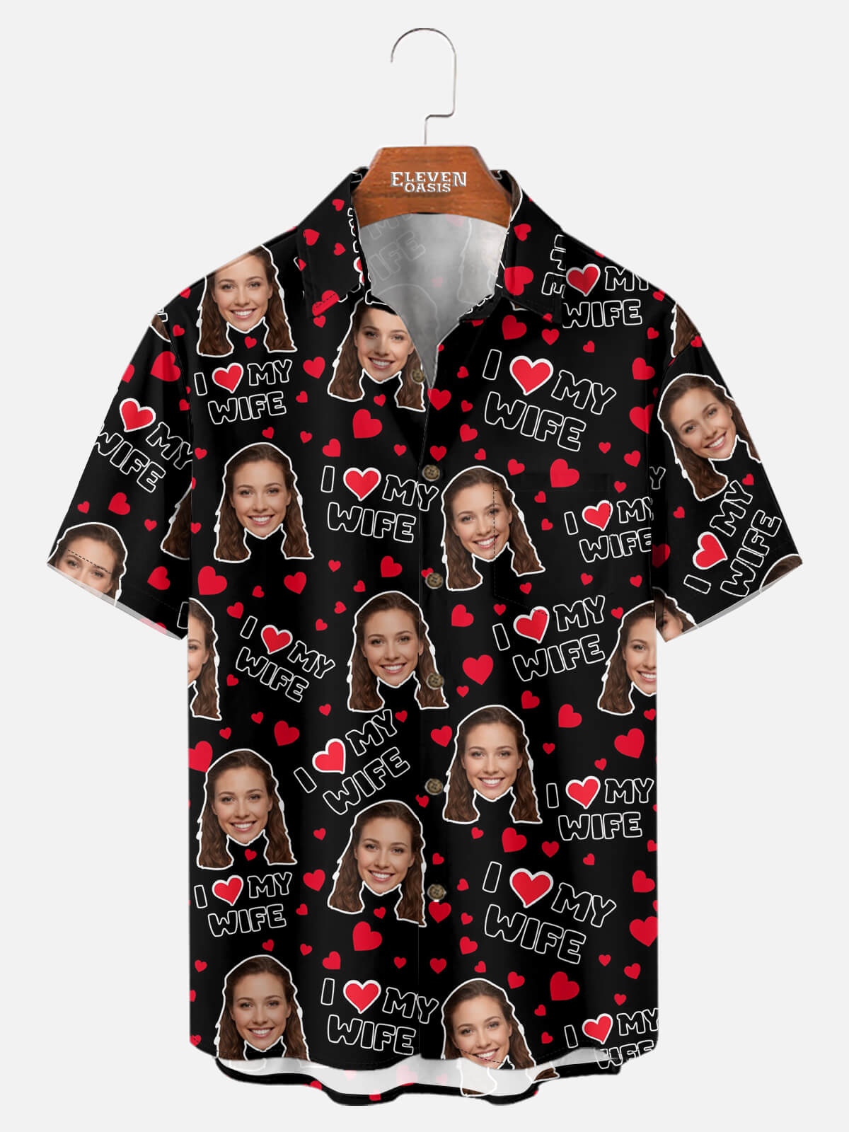 Custom Face Love Short Sleeve Shirt - I Heart My Wife / I Heart My Hubby (Sold individually) Eleven Oasis