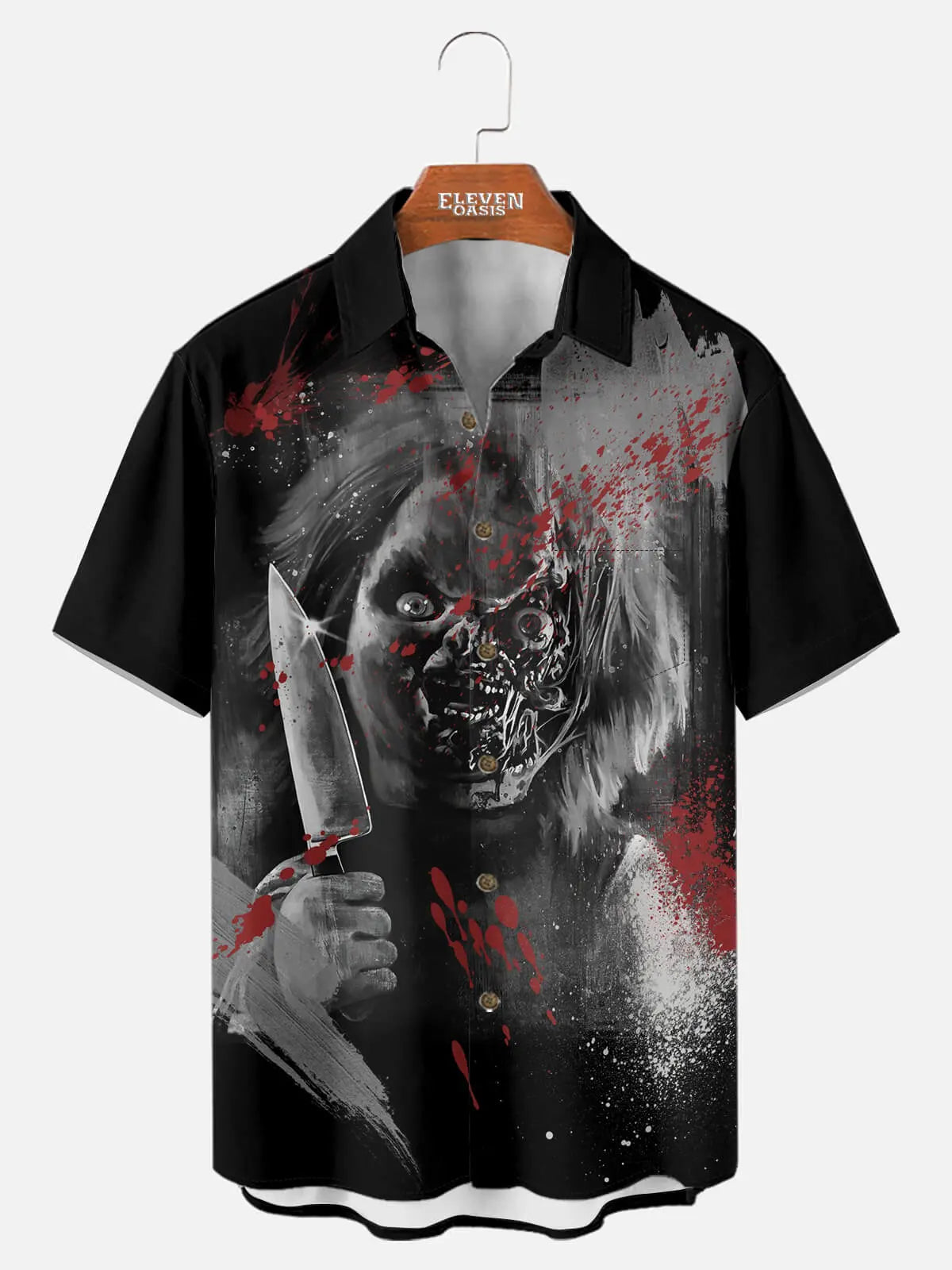 Tall Men's Chucky Child's Play Halloween Short Sleeve Shirt Eleven Oasis