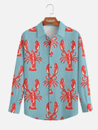 Men's Mardi Gras Lobster Print Long Sleeve Shirt Eleven Oasis