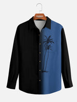 Men's Gradient Palm Tree Hawaiian Long Sleeve Shirt Eleven Oasis